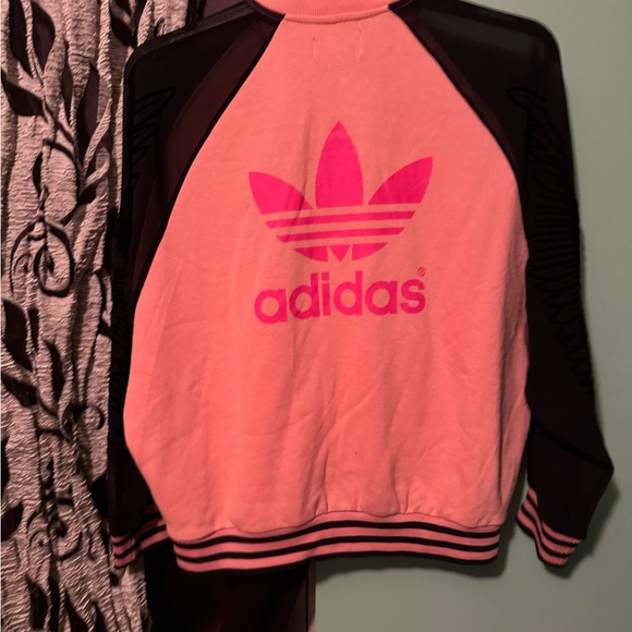 adidas Originals Women's Pink Flocked Wing Mesh Bomber Jacket S Track Top - Picture 4 of 6